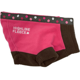 Highline Fleece Dog Coat - Pink and Brown with Polka Dots (size: Size 8)