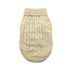 Combed Cotton Cable Knit Dog Sweater - Oatmeal (size: XX-Small)