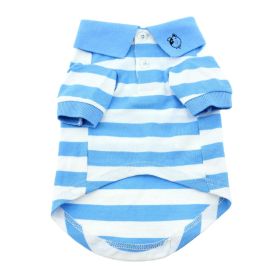 Striped Dog Polo - Blue Niagara and White (size: large)