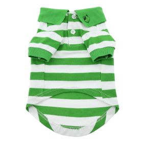 Striped Dog Polo - Greenery and White (size: large)