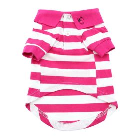 Striped Dog Polo - Pink Yarrow and White (size: large)