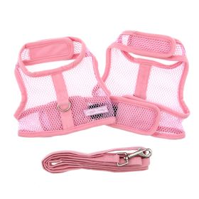 Cool Mesh Dog Harness with Leash - Solid Pink (size: small)