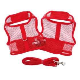Cool Mesh Dog Harness with Leash - Solid Red (size: small)