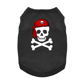 Pirate Skull with Red Bandana Dog Shirt - Jet Black (size: X-Small)