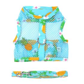 Cool Mesh Dog Harness with Leash - Pineapple Luau (size: medium)