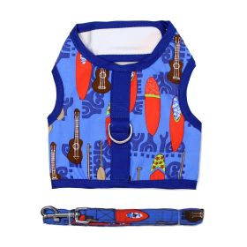 Fabric Dog Harness with Leash - Ukuleles and Surfboards (size: medium)