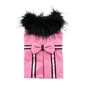 Wool Fur-Trimmed Dog Harness Coat - Pink (size: medium)