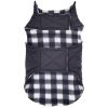 Reversible Fleece Lined Puffer Dog Coat - Black and White Plaid