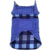 Reversible Fleece Lined Puffer Dog Coat - Blue Plaid