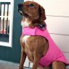 Reversible Fleece Lined Puffer Dog Coat - Pink Plaid