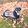 Sherpa-Lined Dog Harness Coat - Brown & White Plaid