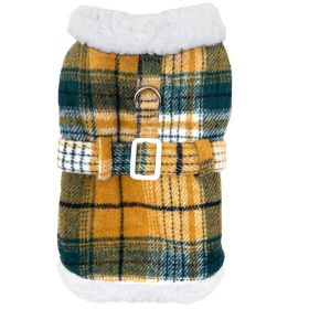 Sherpa-Lined Dog Harness Coat - Yellow Plaid (size: X-Small)