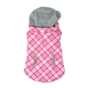 Weekender Dog Sweatshirt Hoodie - Pink & White Plaid (size: X-Small)